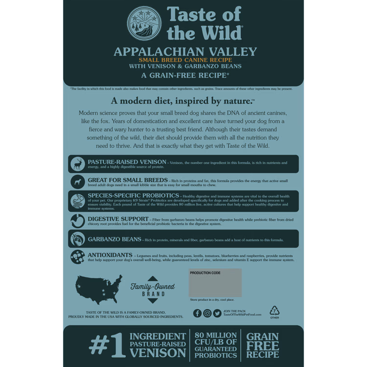 Taste of the Wild Appalachian Valley Small Breed Canine Formula Venison Dry Dog Food1.avif