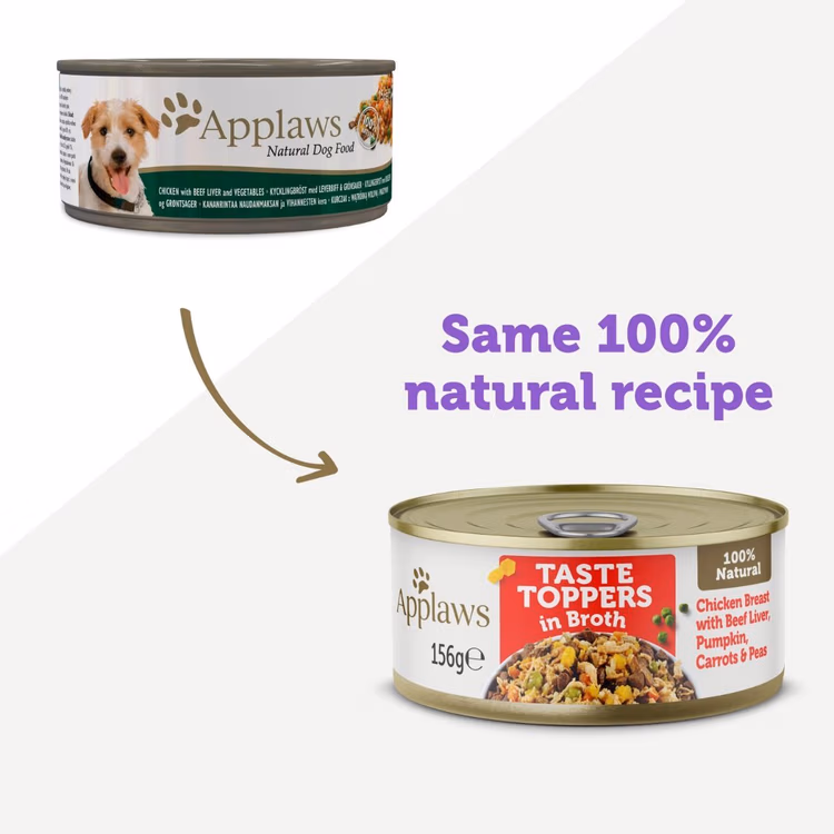 Applaws Taste Toppers in Broth Chicken with Beef Wet Dog Food 156g Tin1.avif