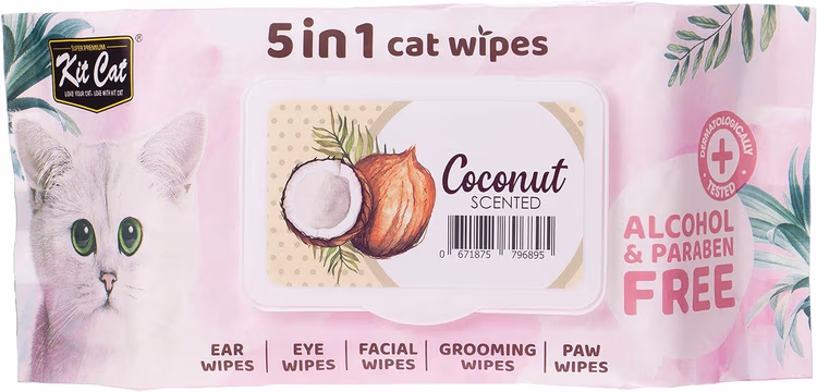 Kit Cat 5-in-1 Coconut Scented Cat Wipes.avif