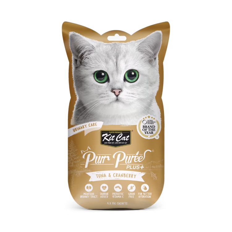 Kit Cat Purr Puree Plus+ Urinary Care Tuna & Cranberry Cat Treats 4 x 15g.avif