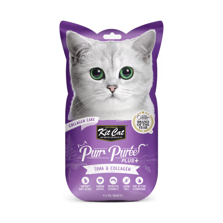 Kit Cat Purr Puree Plus+ Collagen Care with Tuna Cat Treats 4 x 15g.avif