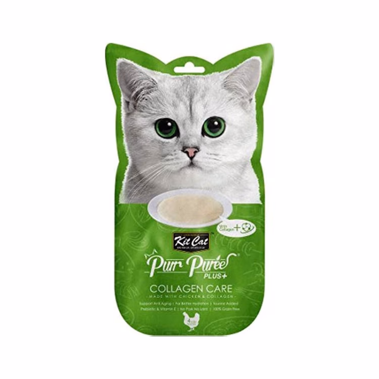 Kit Cat Purr Puree Plus+ Collagen Care with Chicken Cat Treats 4 x 15g.avif