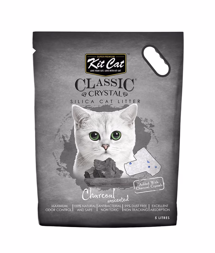 Kit Cat Classic Crystal Charcoal Unscented Silica Cat Litter 5l.avif