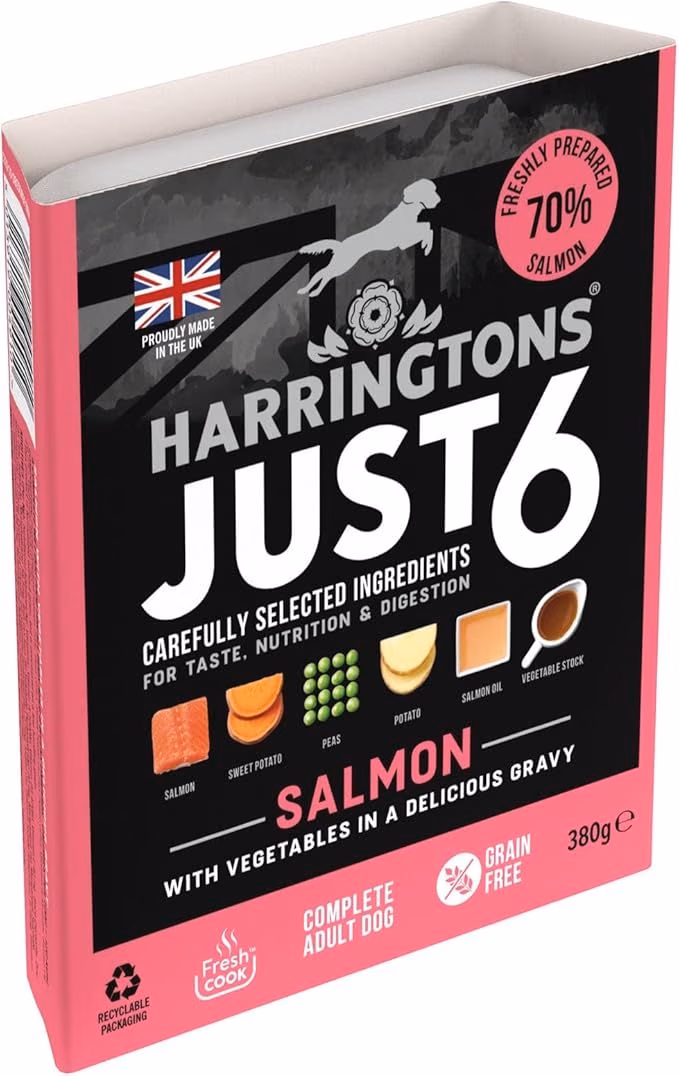 Harringtons Just 6 Salmon Grain Free Adult Wet Dog Food 380g.avif
