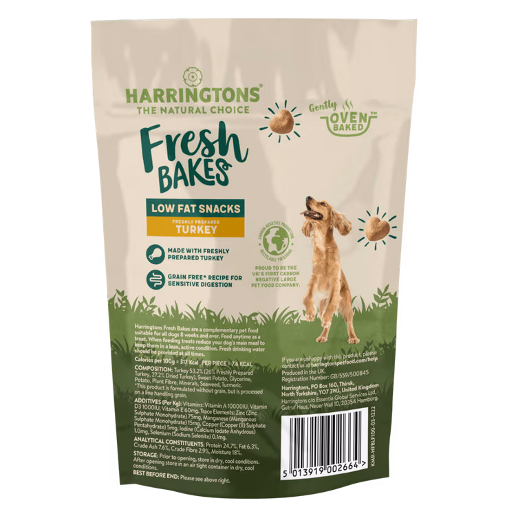 Harringtons Fresh Bake Low Fat Turkey Dog Treats 100g1.avif