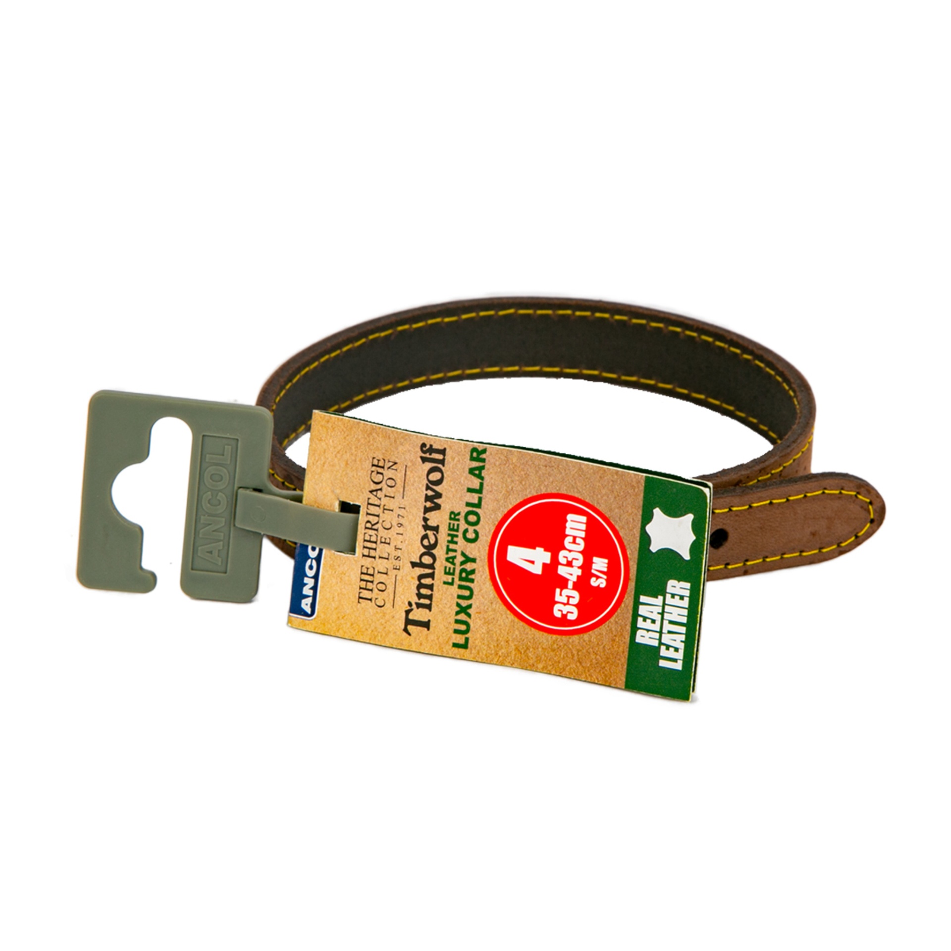 Ancol Timberwolf Leather Collar Sable Size 4, 35-43cm 1 pc.jpg