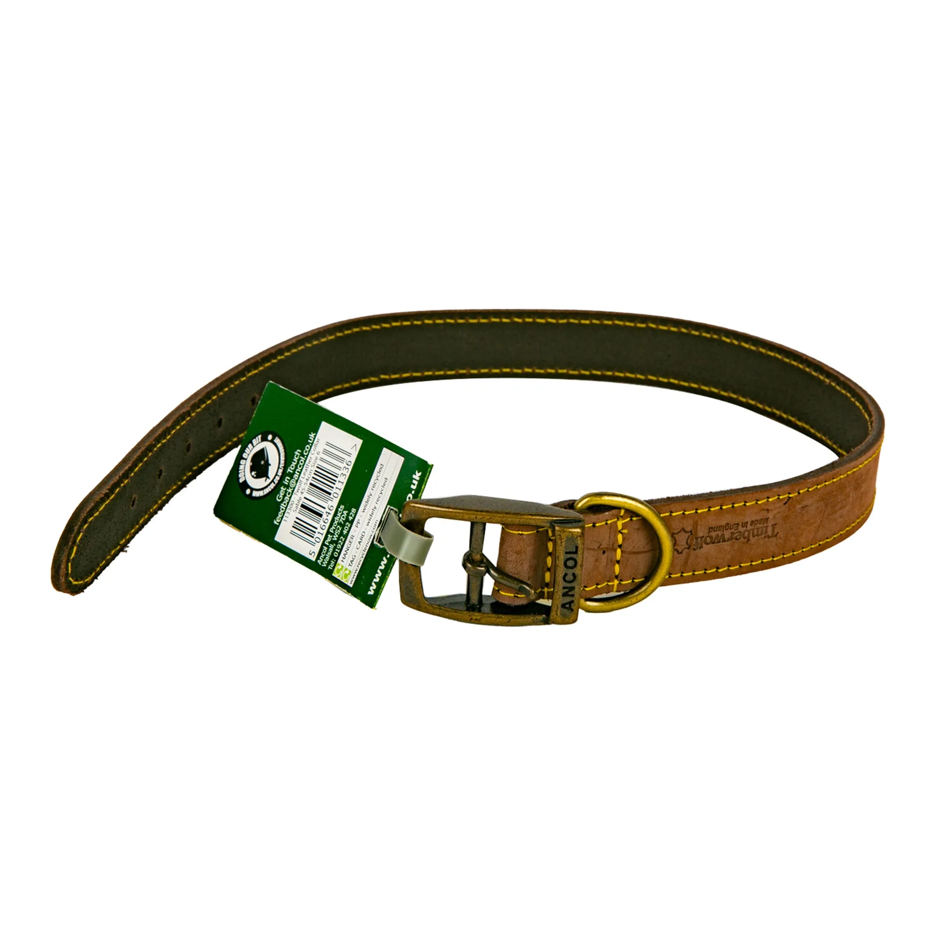 Ancol Timberwolf Leather Collar 45-54cm Size 6 1 pc.webp