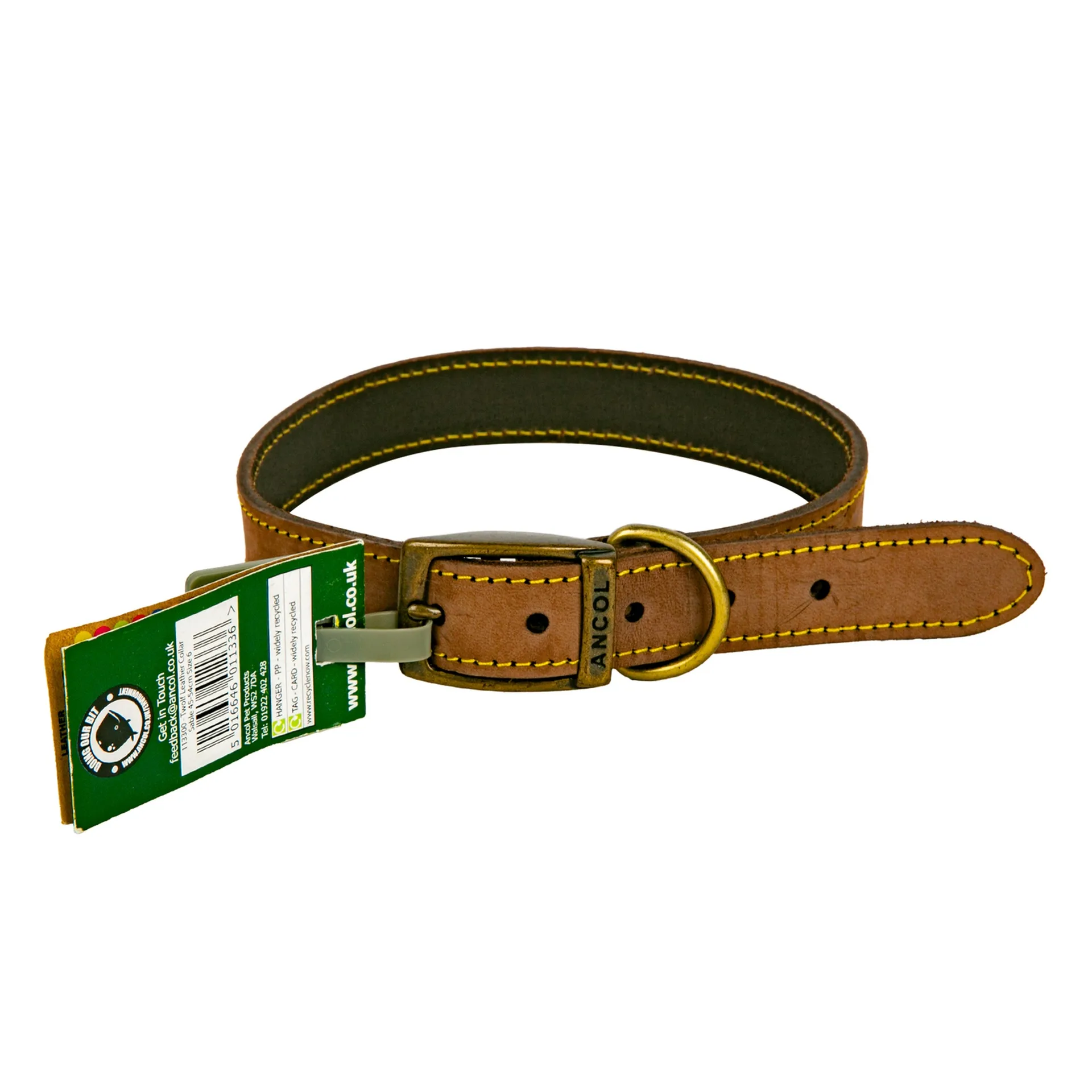 Ancol Timberwolf Leather Collar 45-54cm Size 6 1 pc1.webp