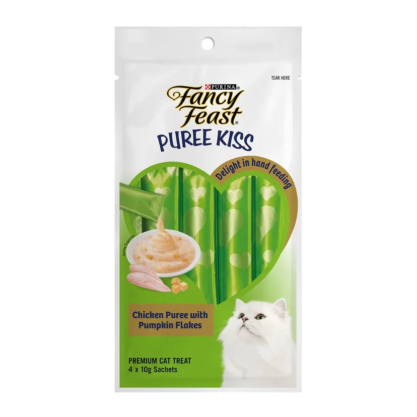 Purina Fancy Feast Pure Kiss Chicken Puree with Pumpkin Flakes Cat Treat 4 x 10 g.webp