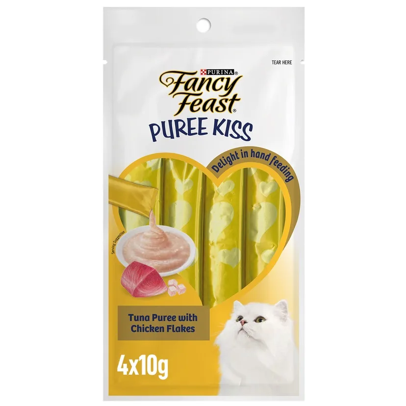 Purina Fancy Feast Pure Kiss Tuna Puree with Chicken Flakes 4 x 10 g.webp