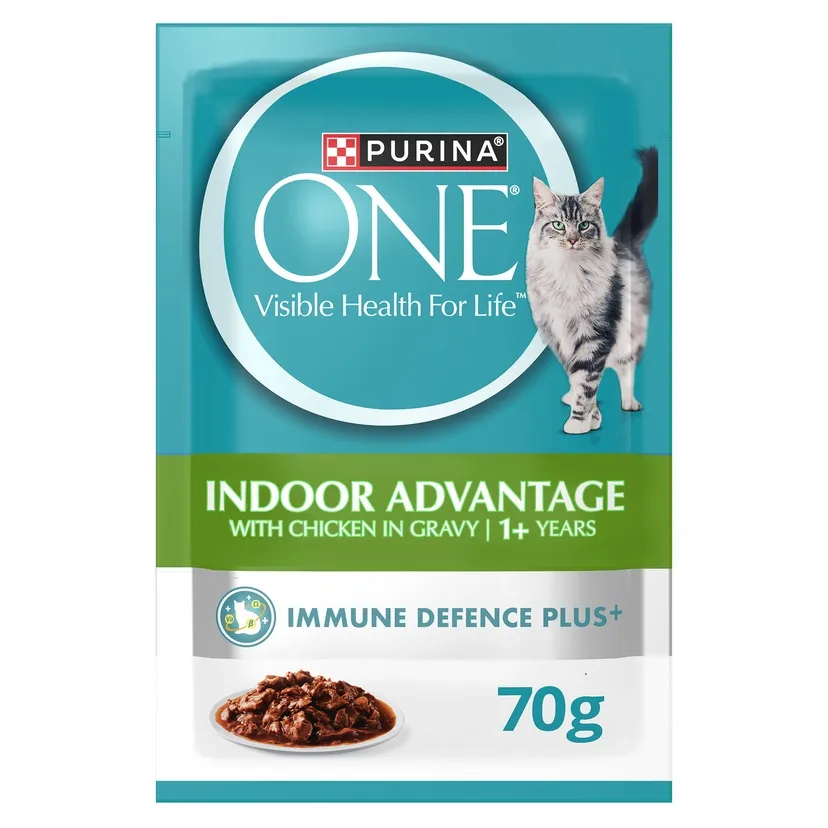 Purina One Indoor Advantage Catfood With Chicken Gravy Flavor For 1+ Years 70 g.webp